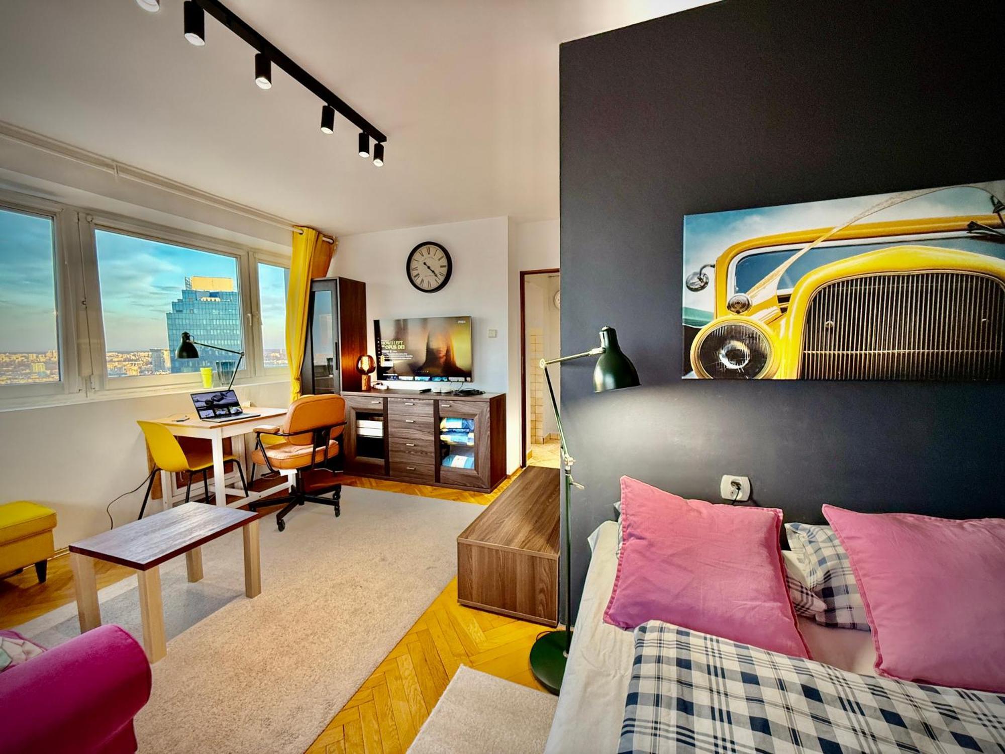 Super Apartment Yellow 2X Metro Fast Wifi 1 Gbs Netflix Panorama Miasta Варшава Екстериор снимка