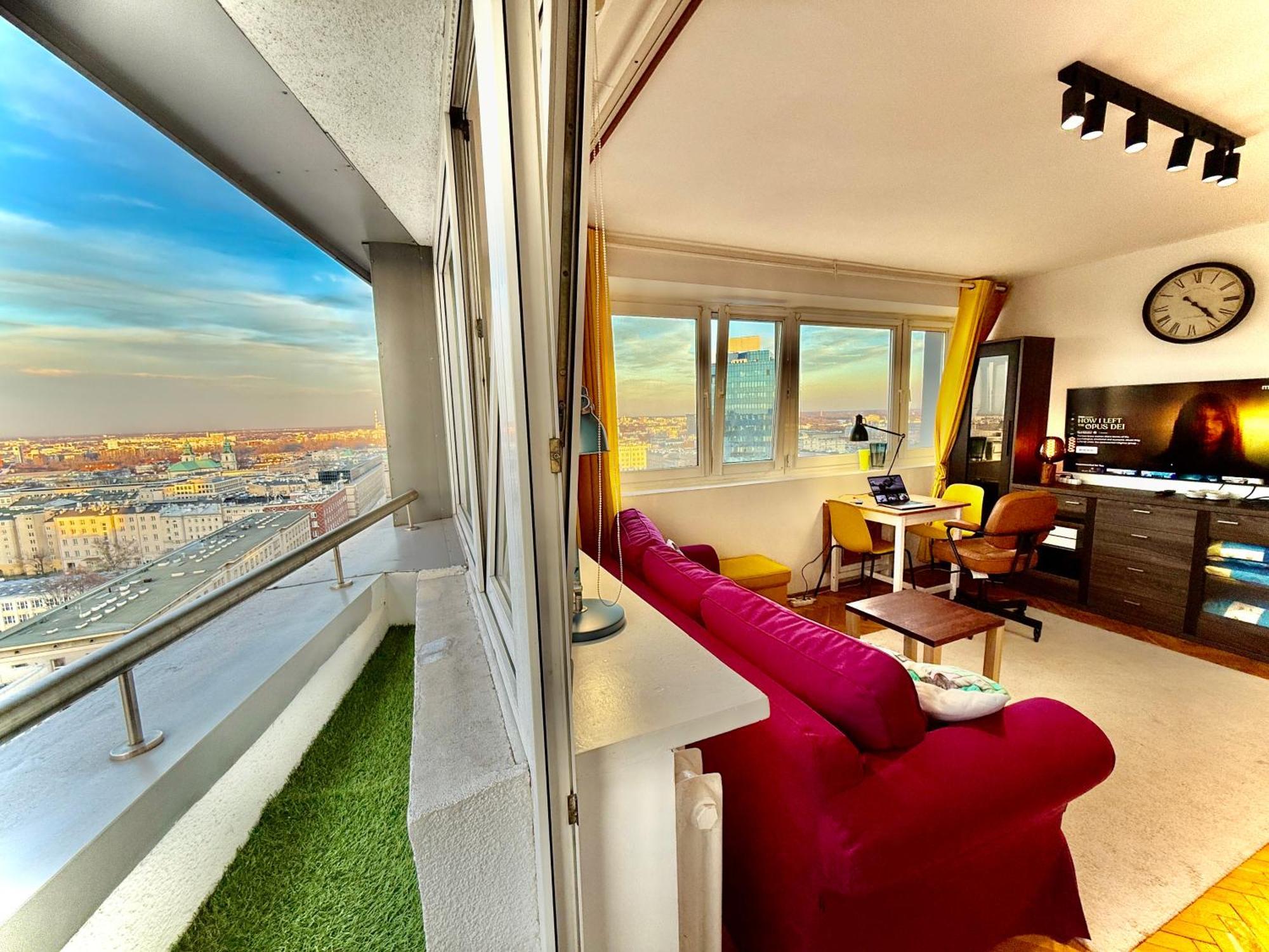 Super Apartment Yellow 2X Metro Fast Wifi 1 Gbs Netflix Panorama Miasta Варшава Екстериор снимка