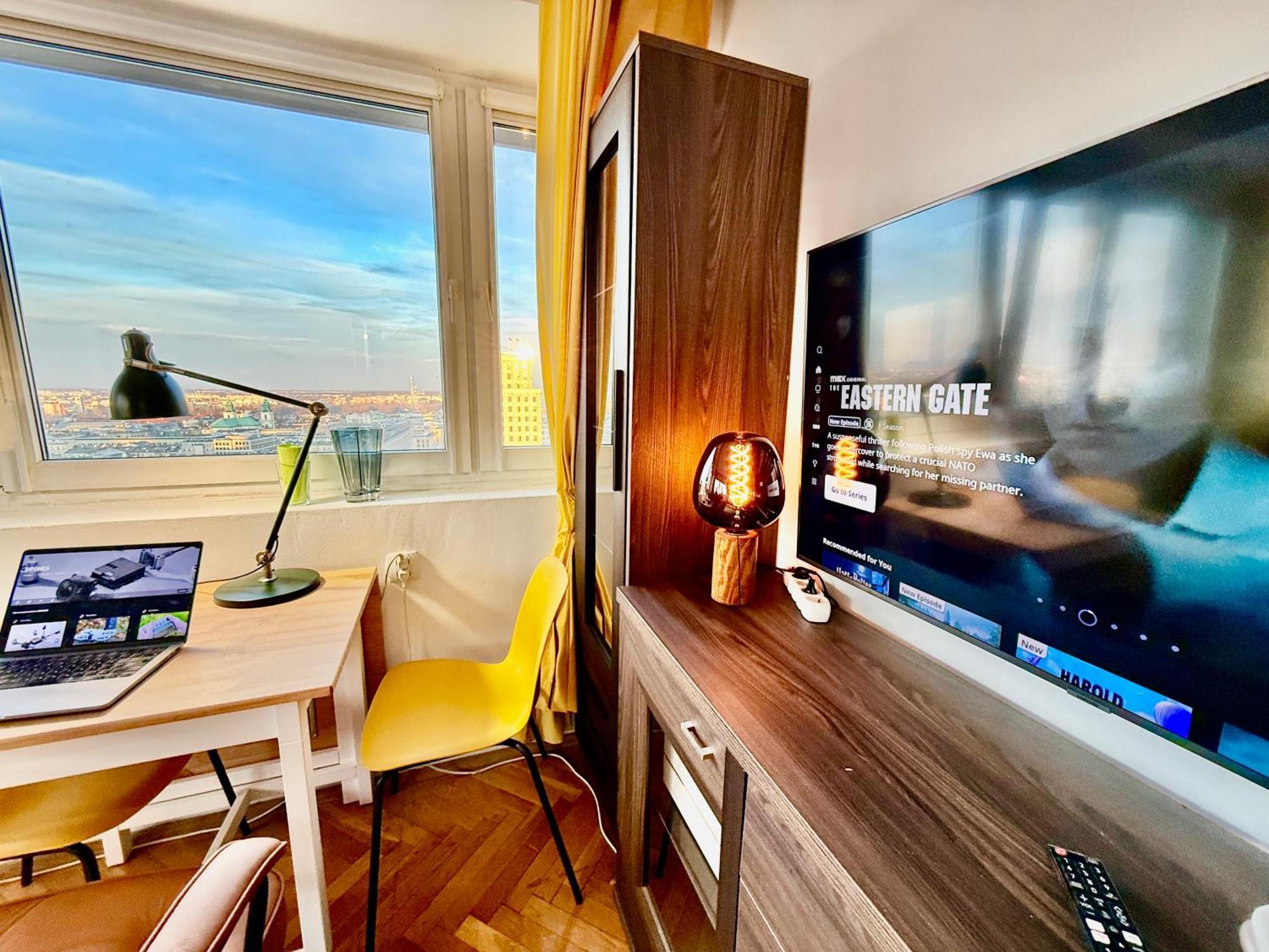 Super Apartment Yellow 2X Metro Fast Wifi 1 Gbs Netflix Panorama Miasta Варшава Екстериор снимка