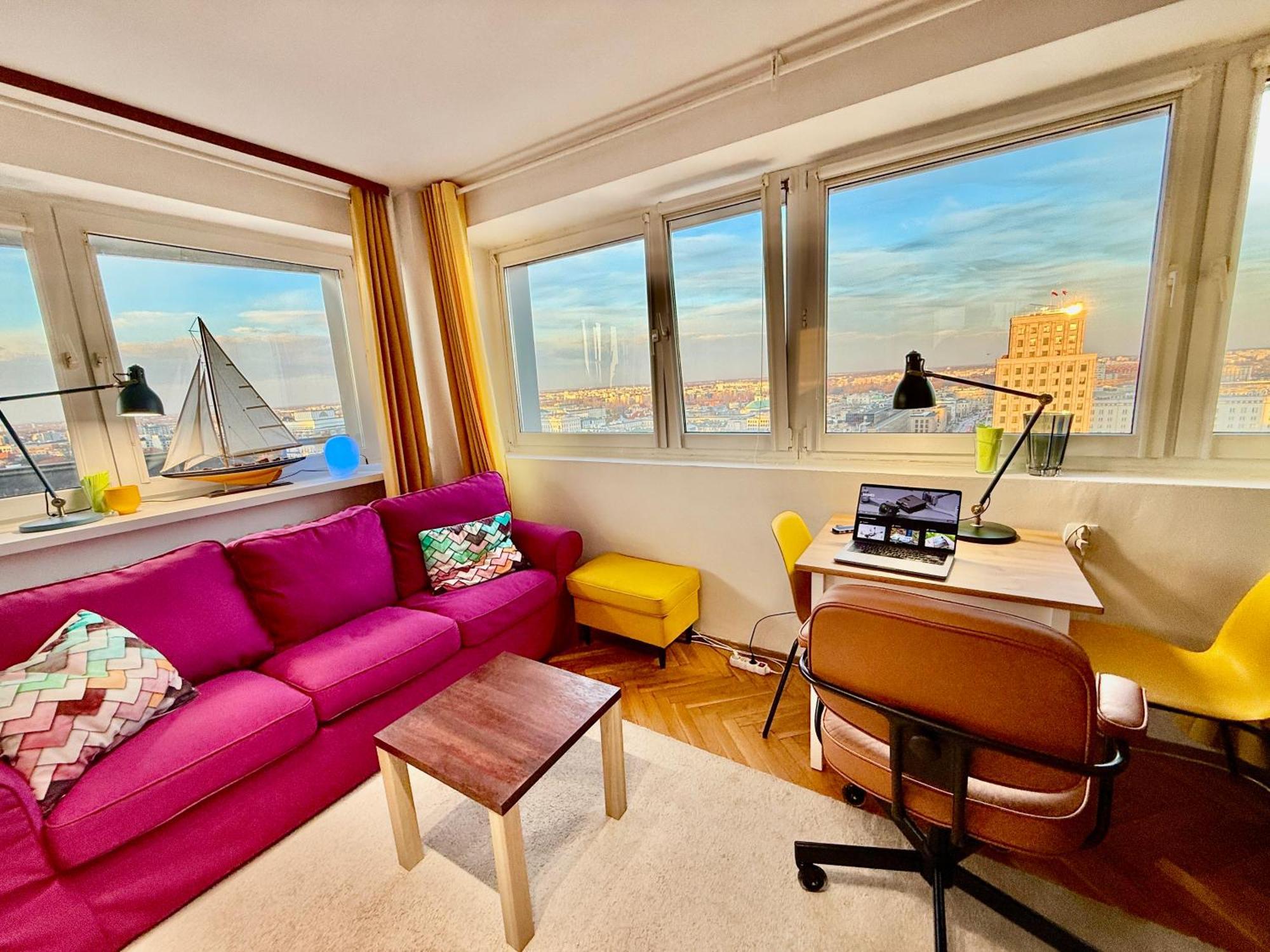 Super Apartment Yellow 2X Metro Fast Wifi 1 Gbs Netflix Panorama Miasta Варшава Екстериор снимка