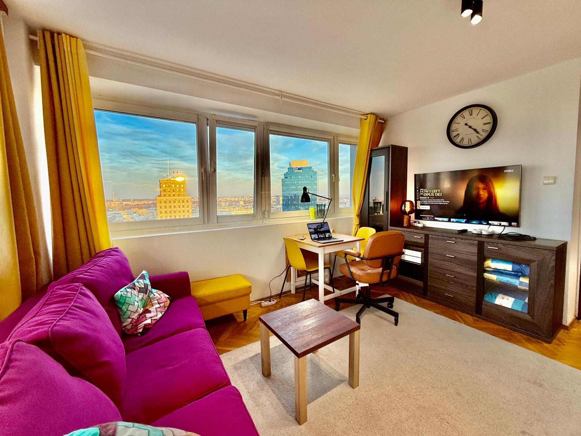 Super Apartment Yellow 2X Metro Fast Wifi 1 Gbs Netflix Panorama Miasta Варшава Екстериор снимка