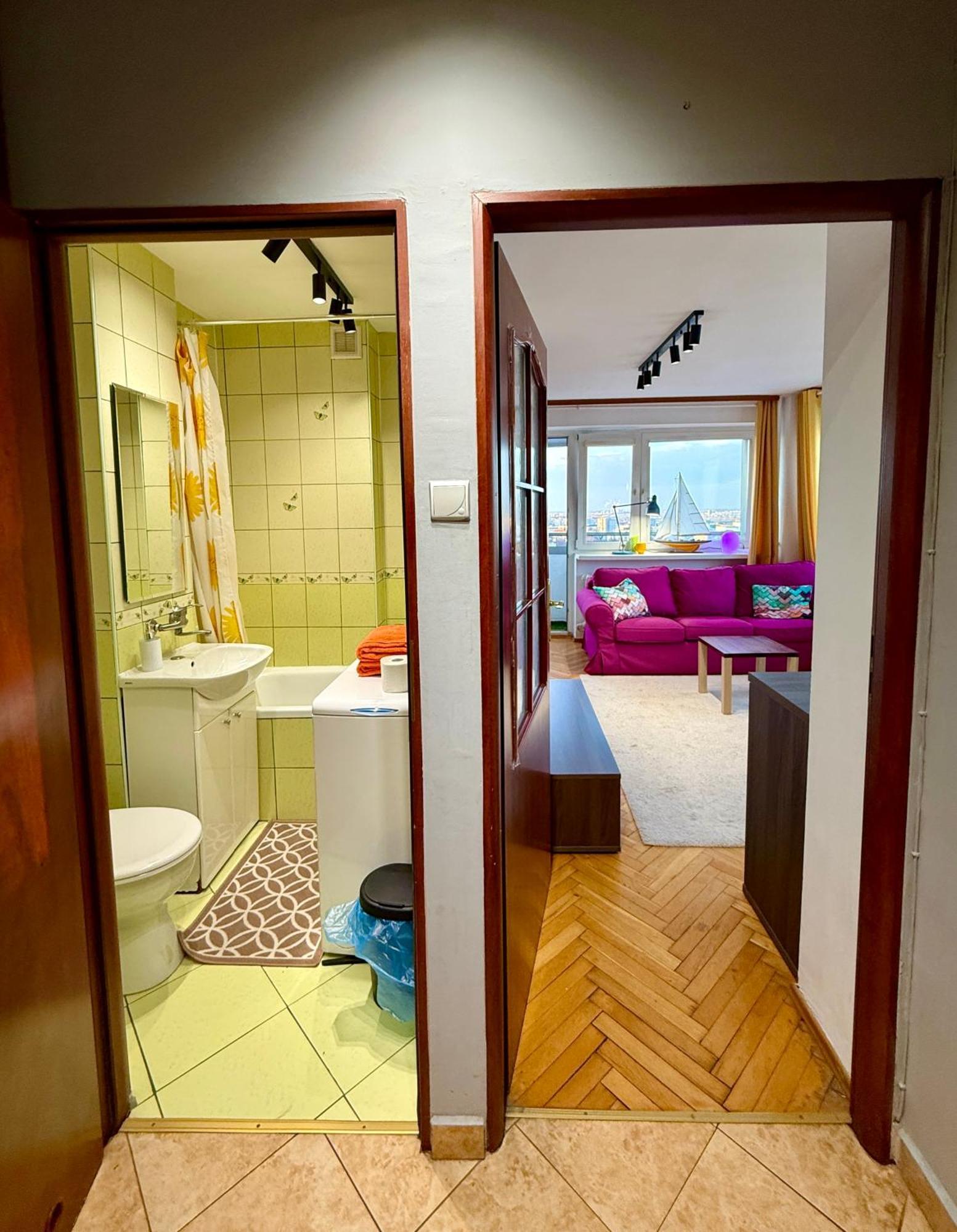 Super Apartment Yellow 2X Metro Fast Wifi 1 Gbs Netflix Panorama Miasta Варшава Екстериор снимка