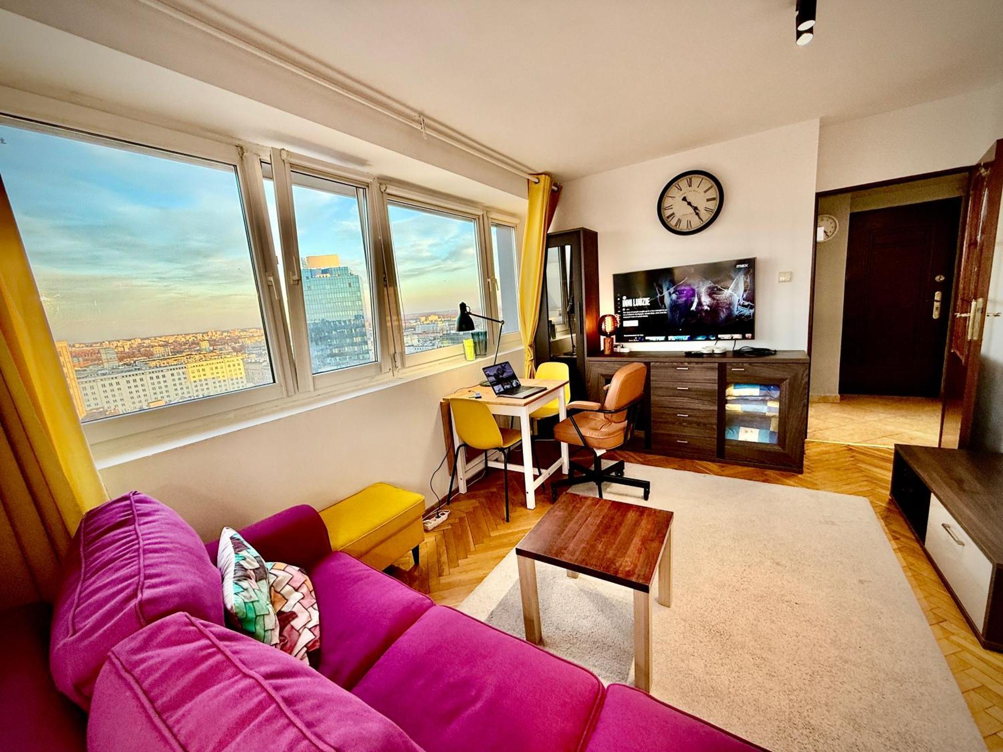 Super Apartment Yellow 2X Metro Fast Wifi 1 Gbs Netflix Panorama Miasta Варшава Екстериор снимка